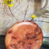 Solid wood vase vintage elm magnifying glass