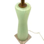 Mid-century modern green Murano glass Table lamp, Barovier & Toso style  Italy, 1940s
