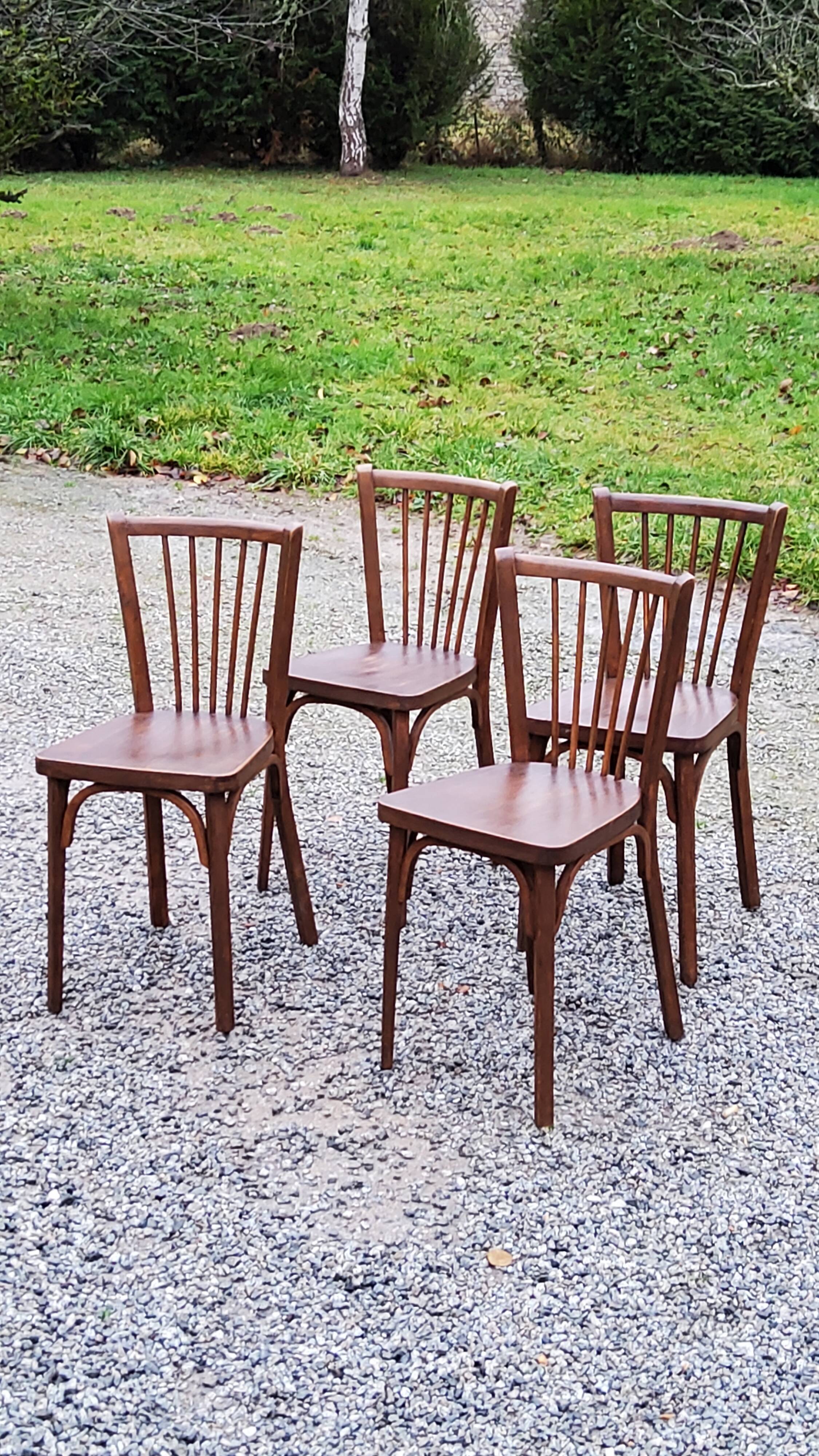 Set of 4 Baumann bistro chairs from the 50s stamped