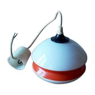 Suspension 1960/1970 opaline blanche et orange