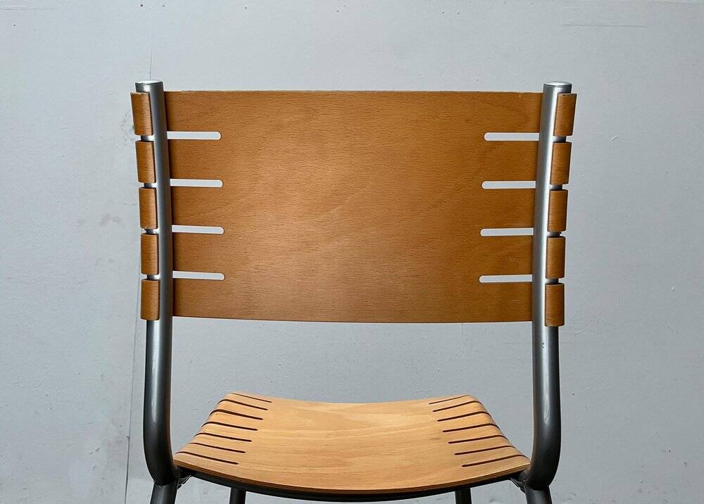 Postmodern chair in metal and wood by Ruud Jan Kokke for Harvink, 1990s.