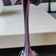 Elegant Large vase, Murano/Italy. Floral/Calla shape collar. Decorated with scrolls/lilac/plum waves. High 43 cm