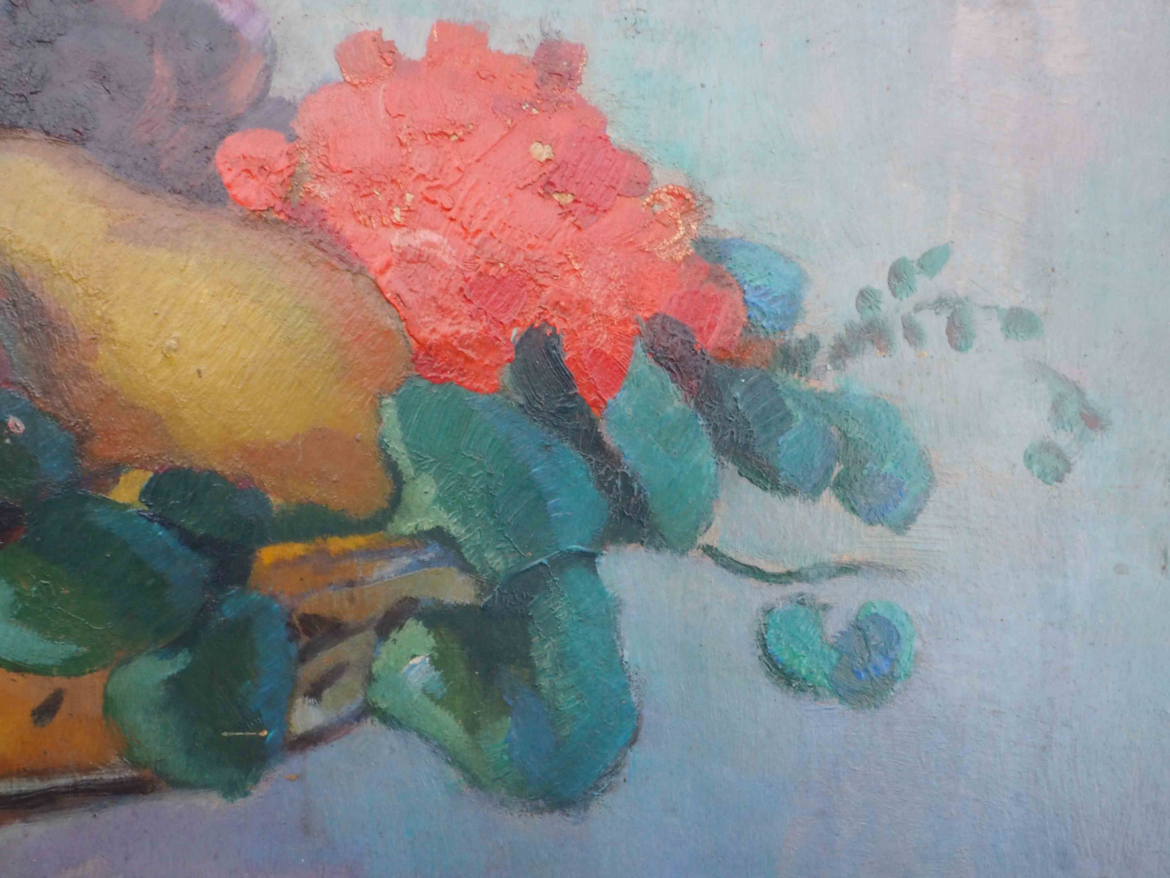 Painting fruit cup by maurice de lambert (1873-1952)