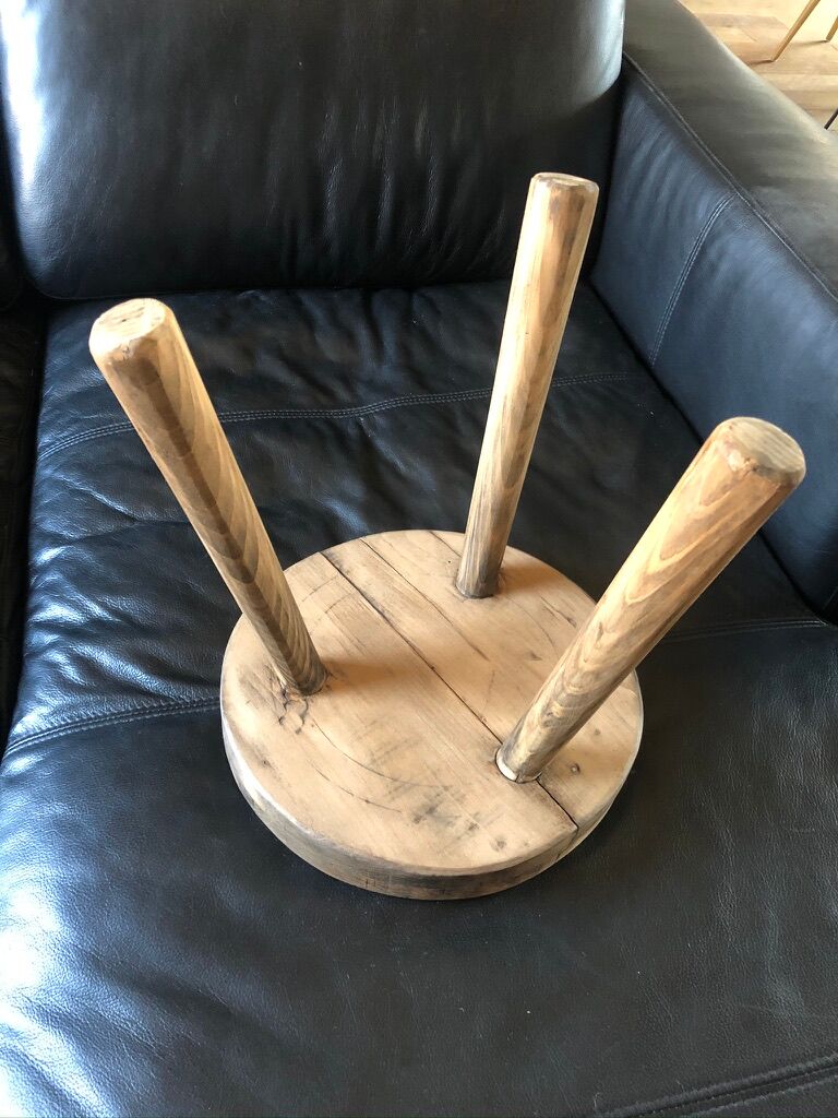 Massive oak tripod stool