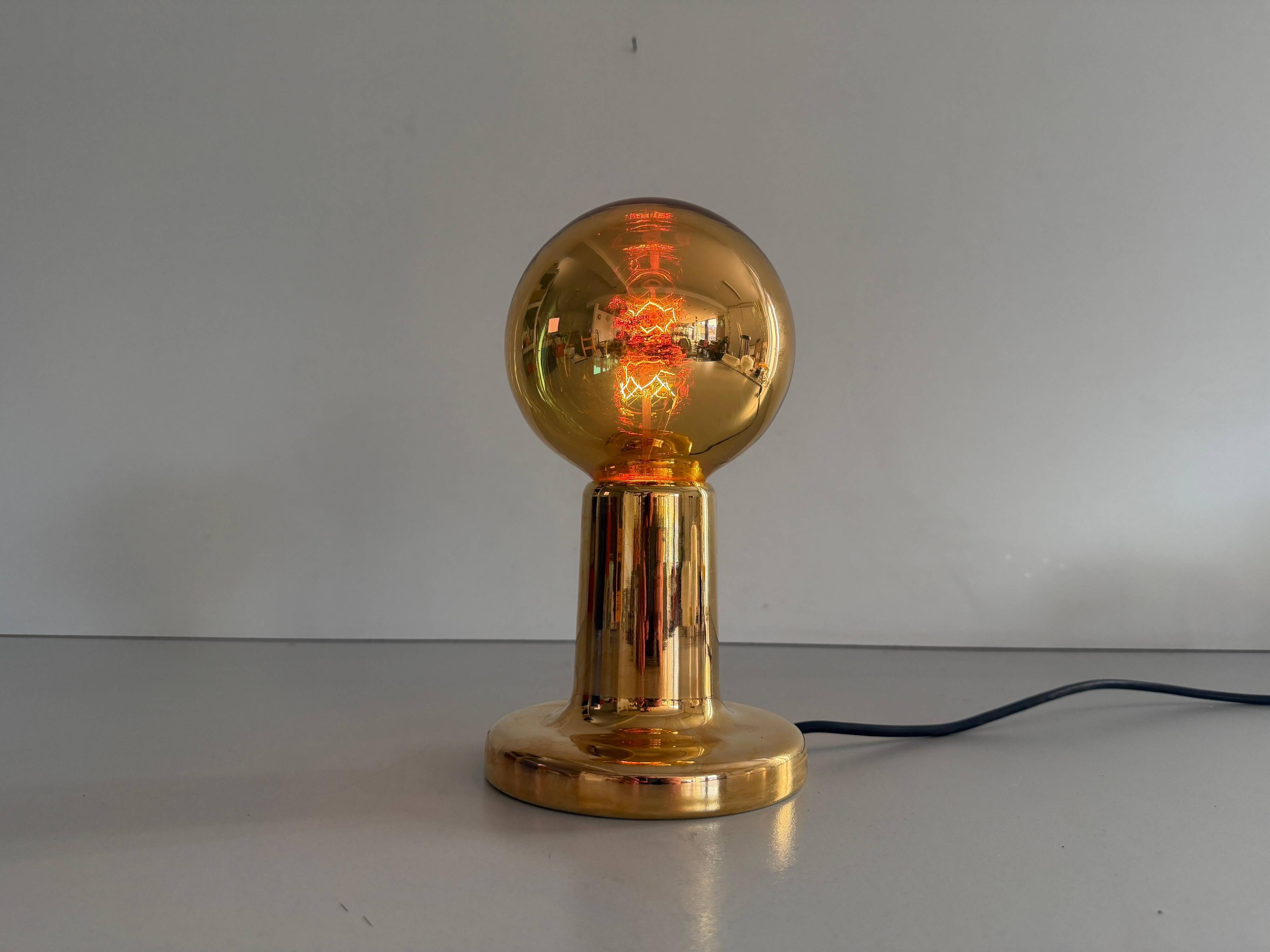 Simple table lamp in gilded porcelain by Philips NTD, 1960s, Germany.