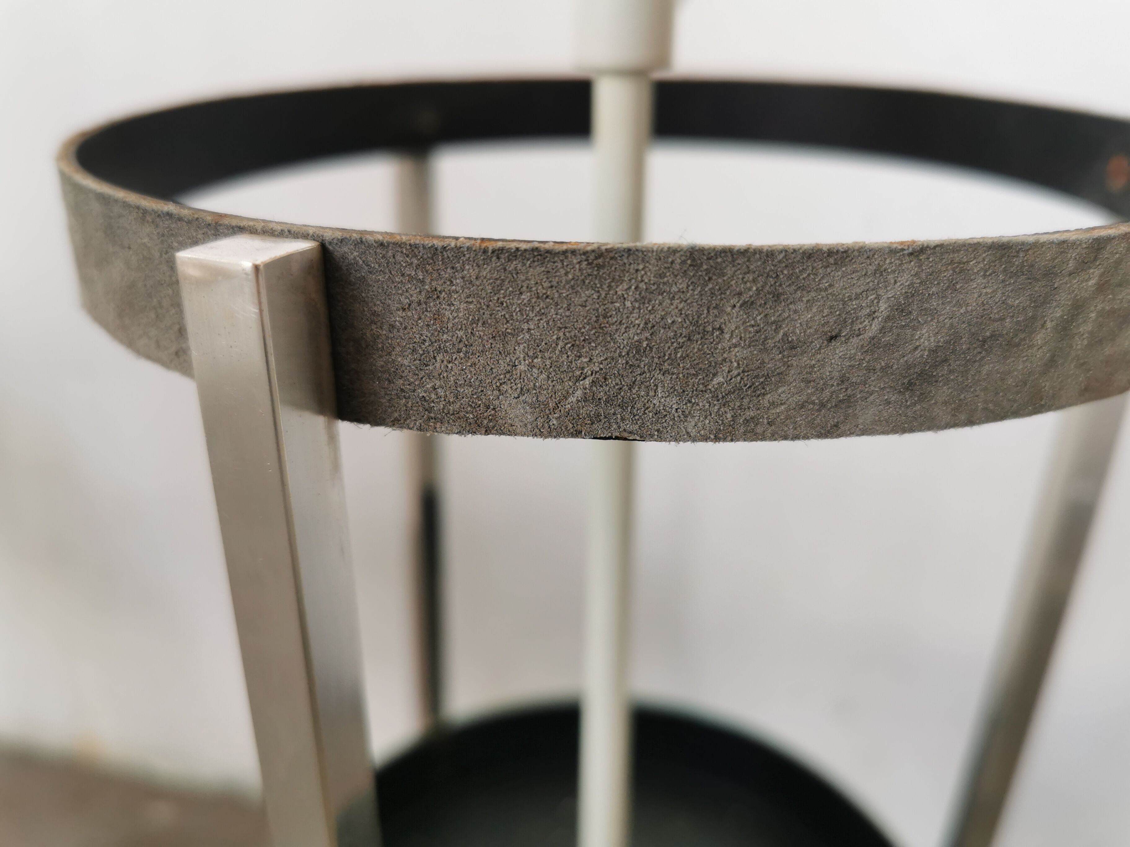 Floor lamp seventies totem, chrome and suede