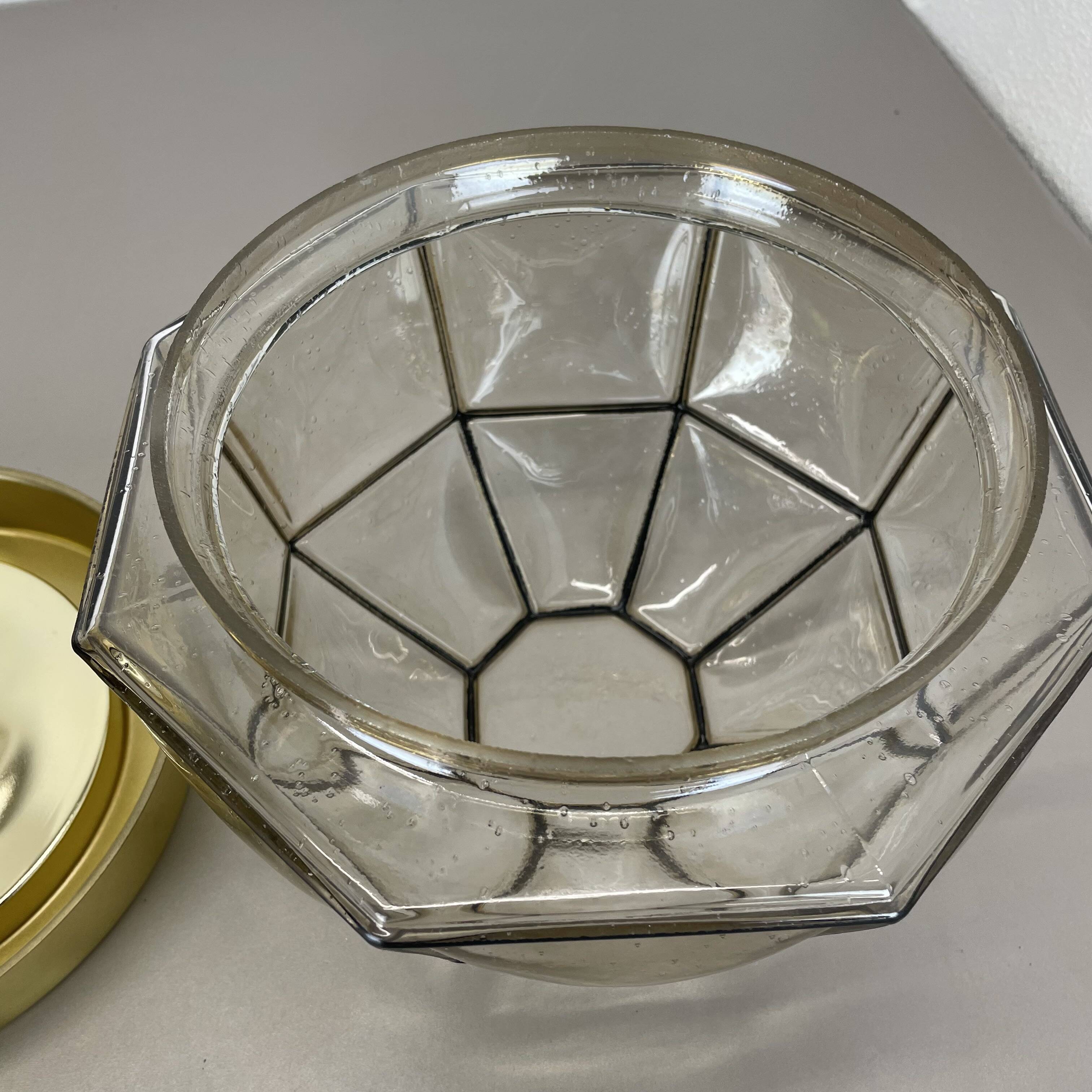 Ceiling Light "Iron Rings" made of Brass and Glass by Glashütte Limburg, Germany, 1970s