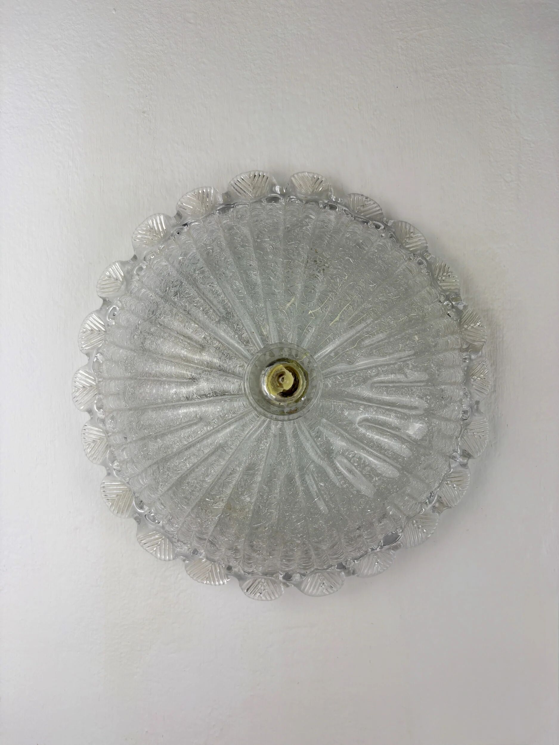 Murano glass scalloped flushmount ceiling light, Italy 1960s
