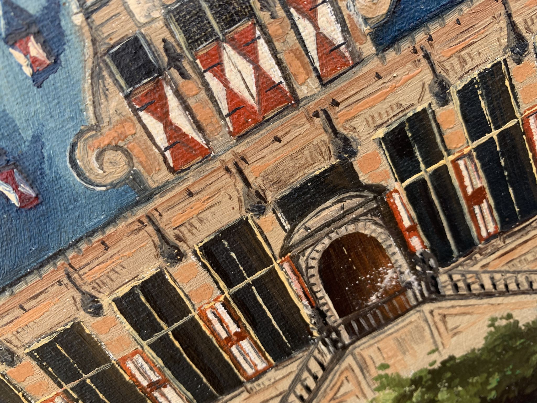 Painting monument architecture netherlands signed by Willem Heytman vintage