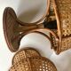 Vintage rattan bedside lamps duo