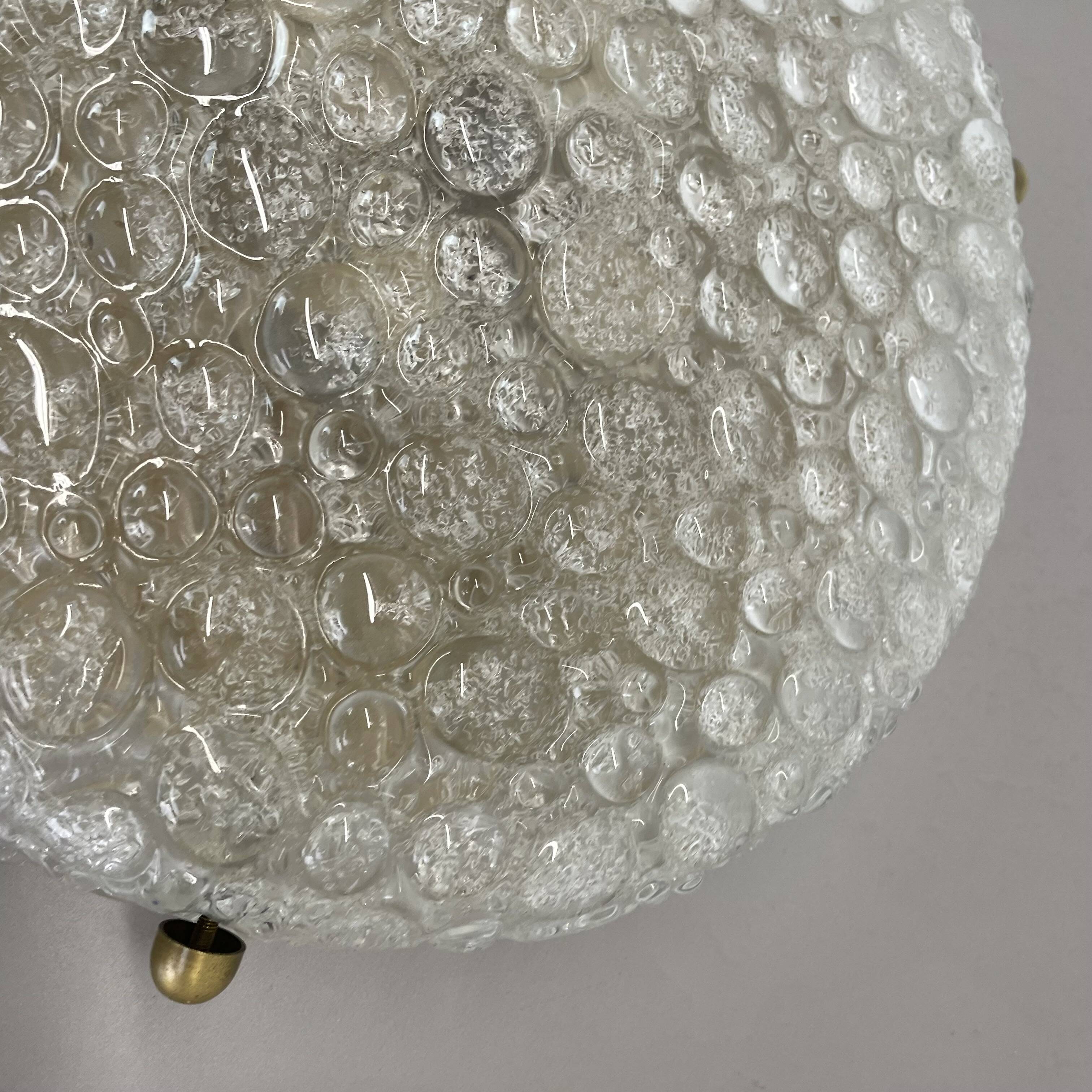 Large 40cm Murano Ice Glass Flushmount Wall Light by Hillebrand Leuchten, 1