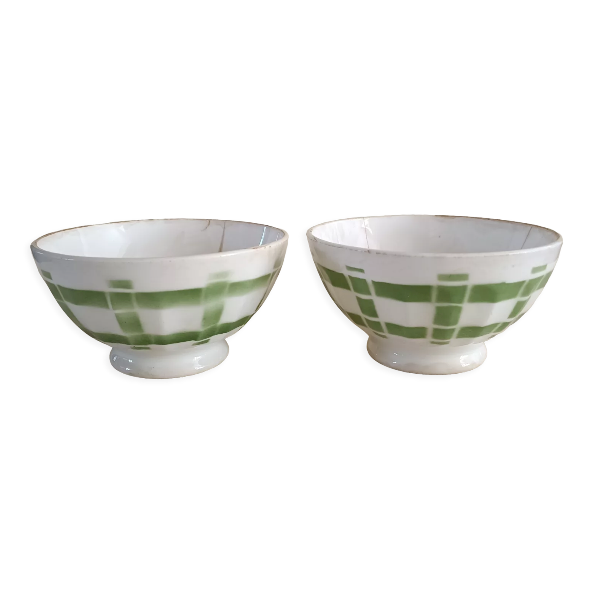 2 faceted iron earth bowls