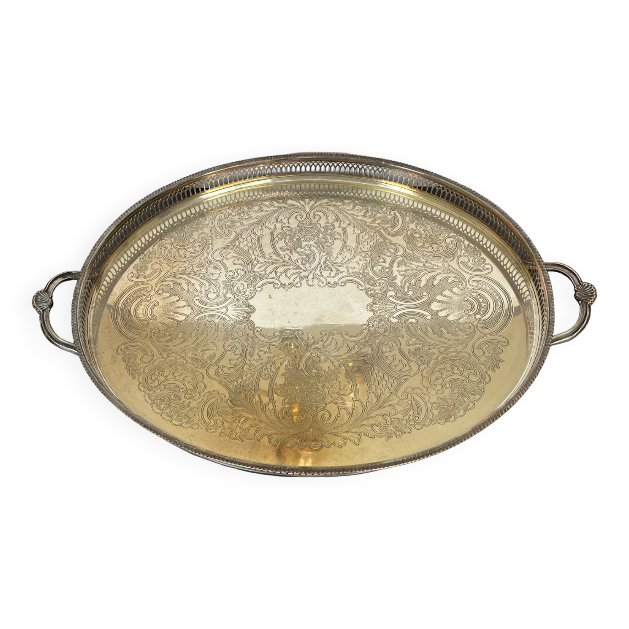 Silver metal serving tray