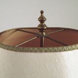 2 Light French Vintage Brass Boulotte Table Lamp With Cream Fabric Shade