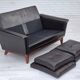 1970s, Danish 2 seater sofa, original condition, furniture leather, solid teak wood.