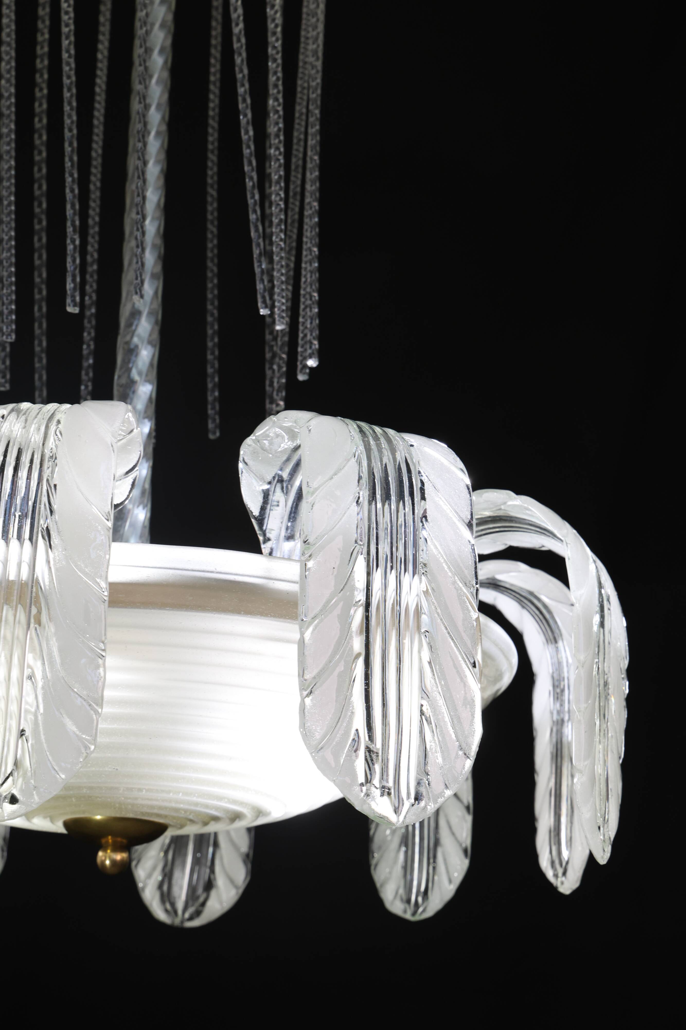 Museal Art Decò Ercole Barovier Murano Glass Chandelier, 1930