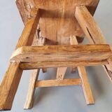 Olm wood brutalist wabi sabi dining set / 6 chairs / table