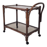 Italian Bas Card or Trolley in Bentwood and Smoked Glass, 1970's