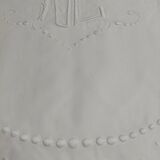 Drap ancien brodé parure deux taies lin 235 X 305 cm monogramme NC