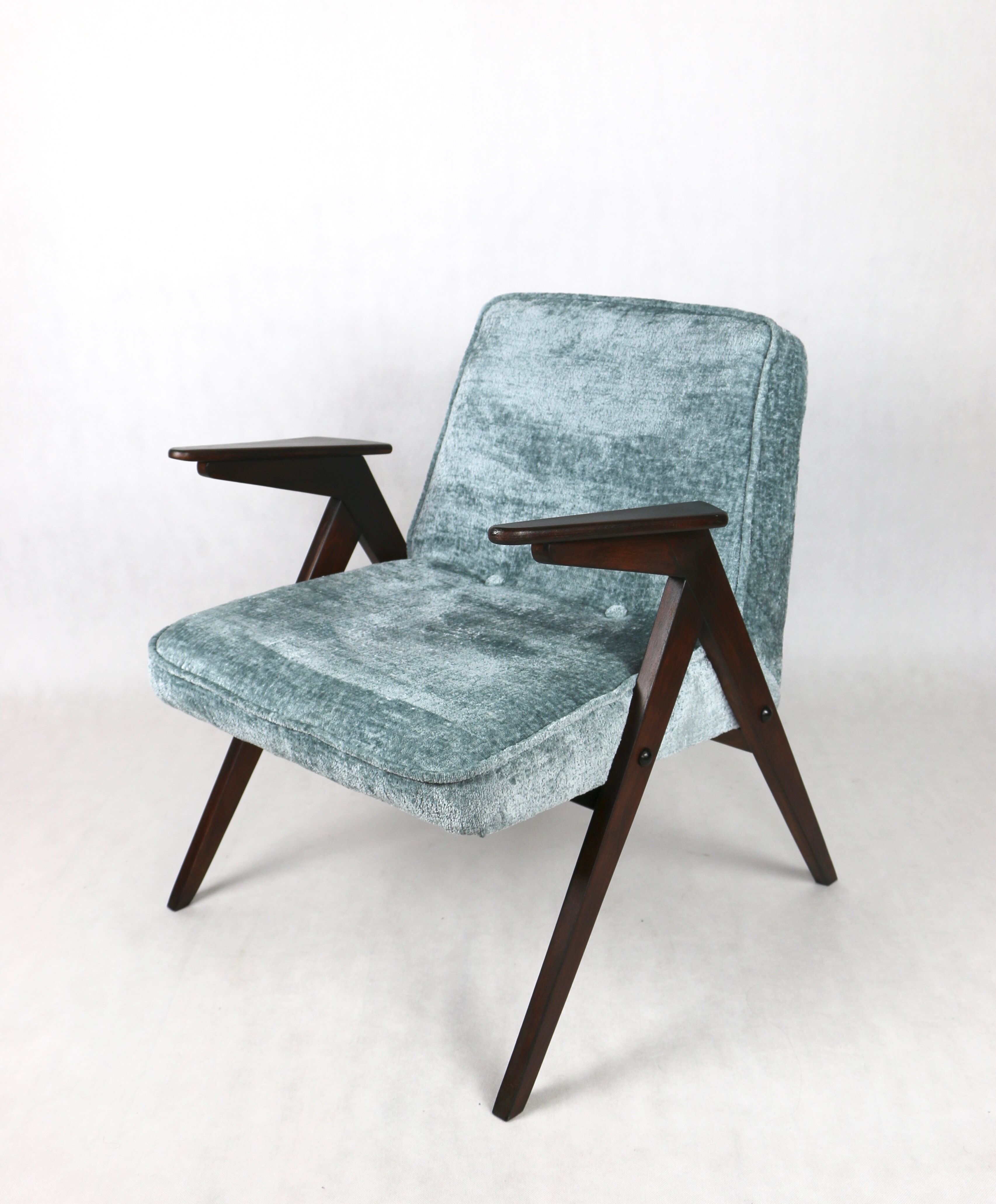 Light blue bunny armchair by józef chierowski, 1970s