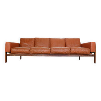 Sven Ivar Dysthe  4-Seater Congac Leather Sofa for Dokka Møbler, 1960's Norway