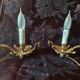 Pair of bedside lamps in chiselled bronze - bird shape -