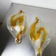 Pair of Mazzega Murano wall lights, orange frosted curved glass, Italy, 1970s