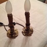 Pair of bronze bedside lamp, 19th