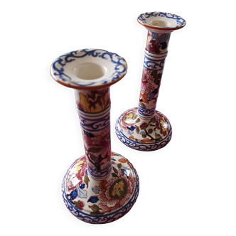 Set of 2 Gien earthenware candlesticks