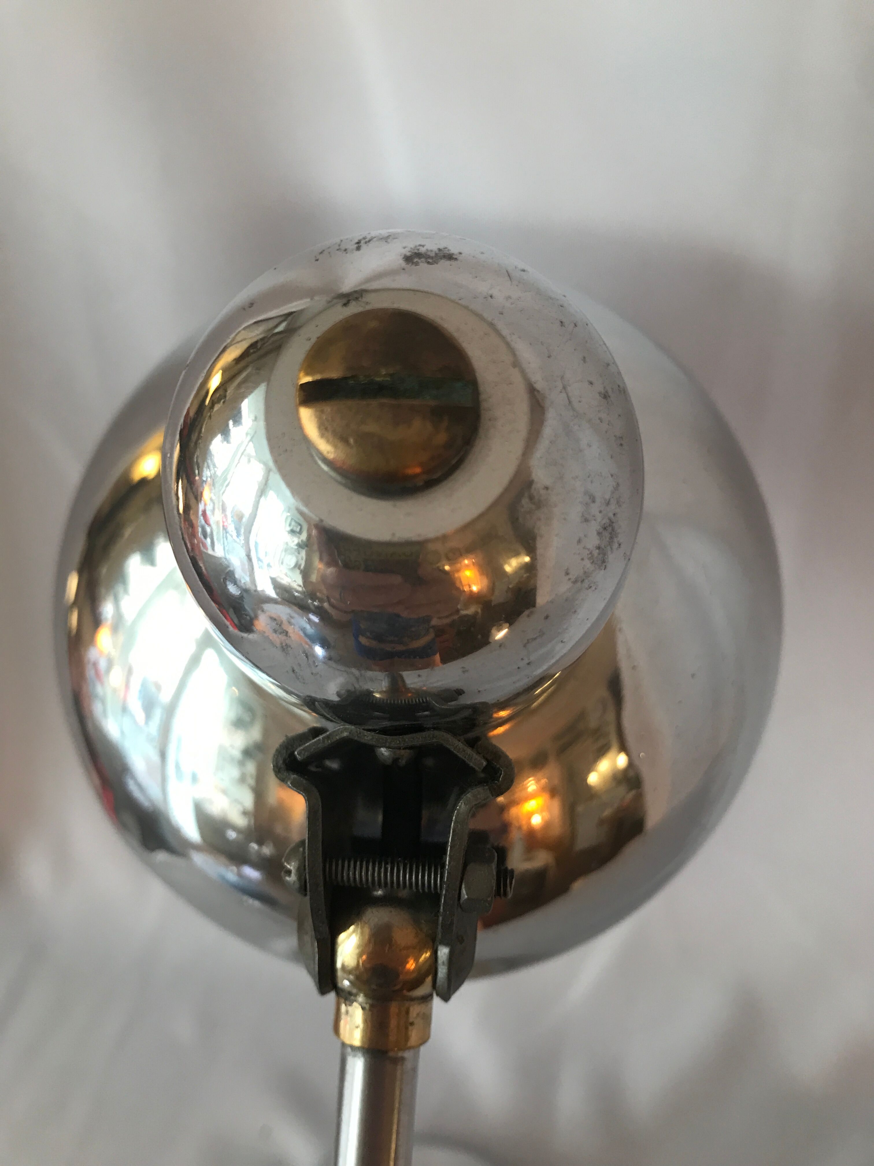 Industrial desk lamp 1950 in polished metal Bauhaus type
