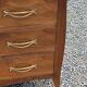 Chest of drawers from the 40s/50s in golden blond walnut 3 drawers feet compass