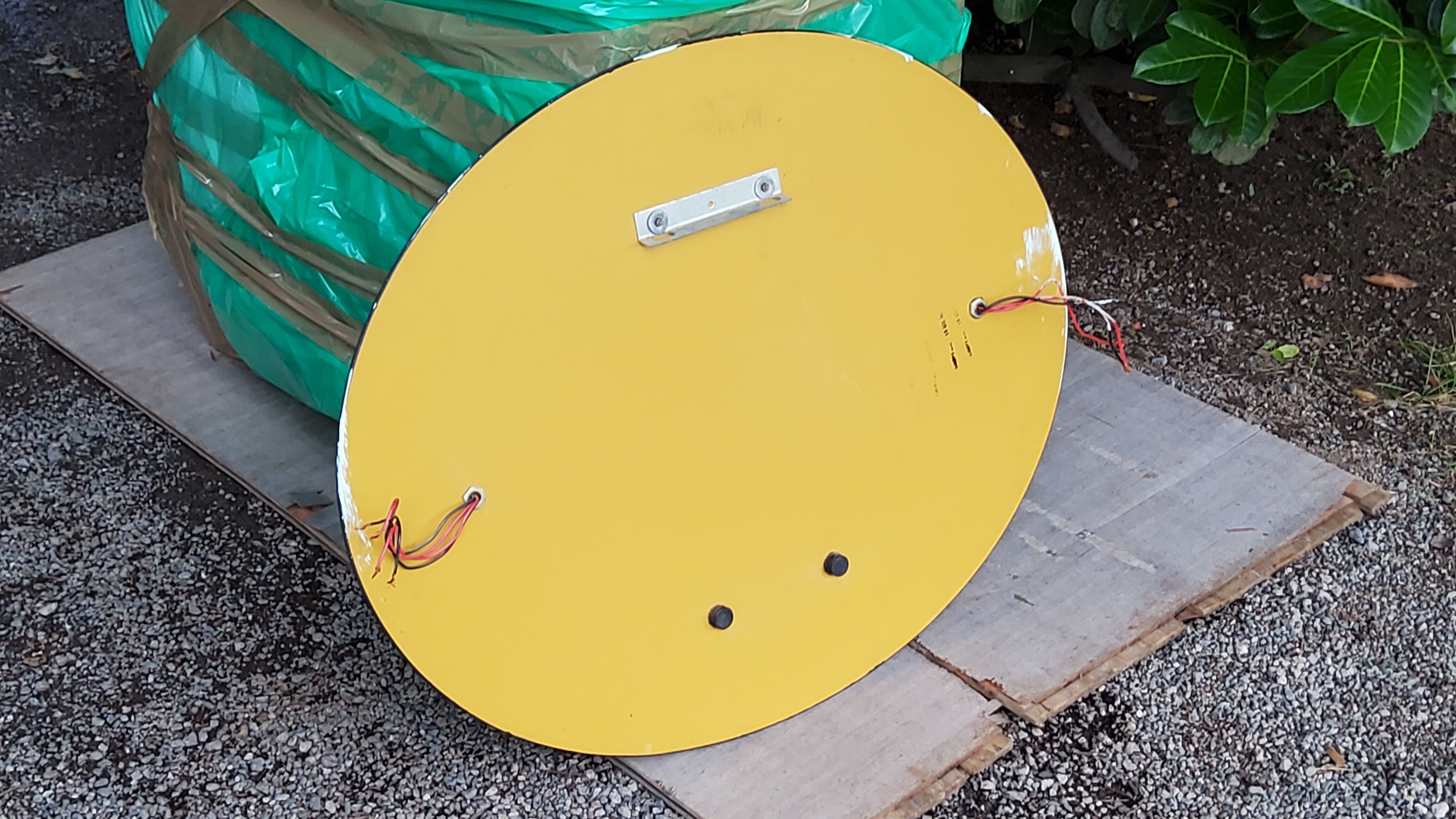 Oval mirror with 2 double tain sconces by Antonio Lupi from the 80s, 69x55 cm