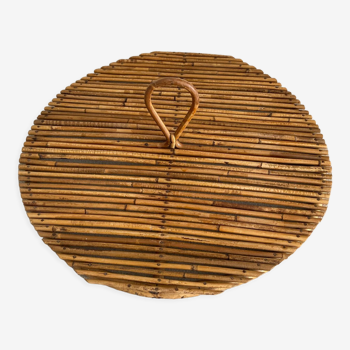 Rattan cheese platter 70s