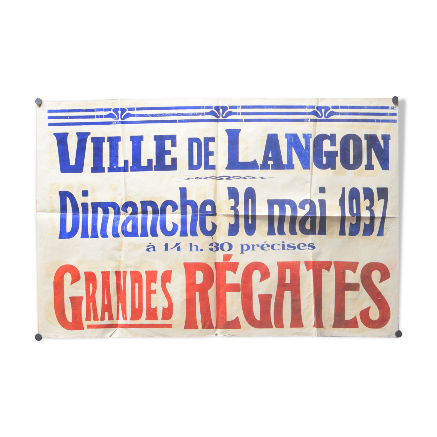 Poster "Great Regatta" - City of Langon - 1937