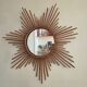 Vintage XL rattan sun mirror