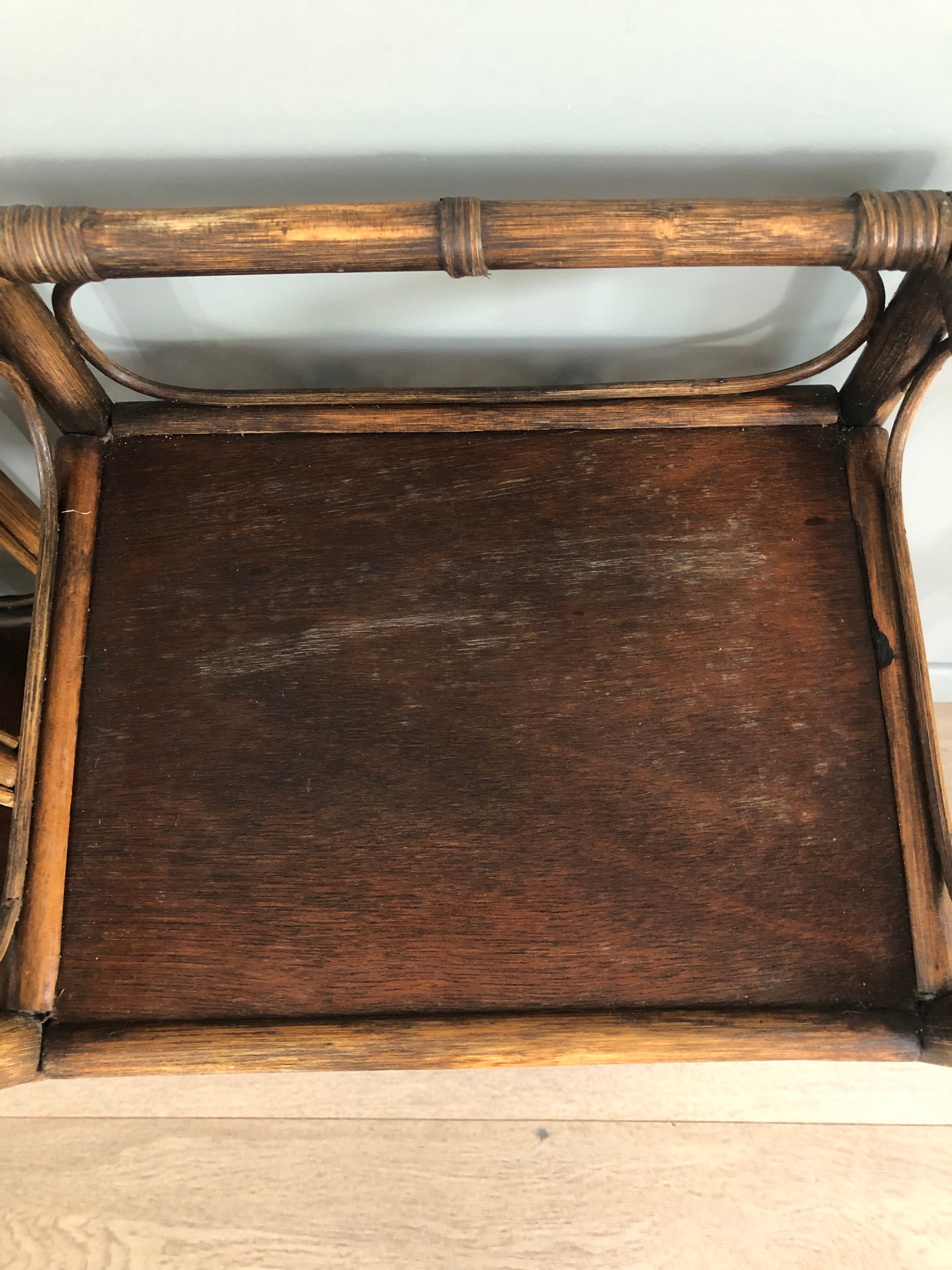 pair of vintage rattan bedside