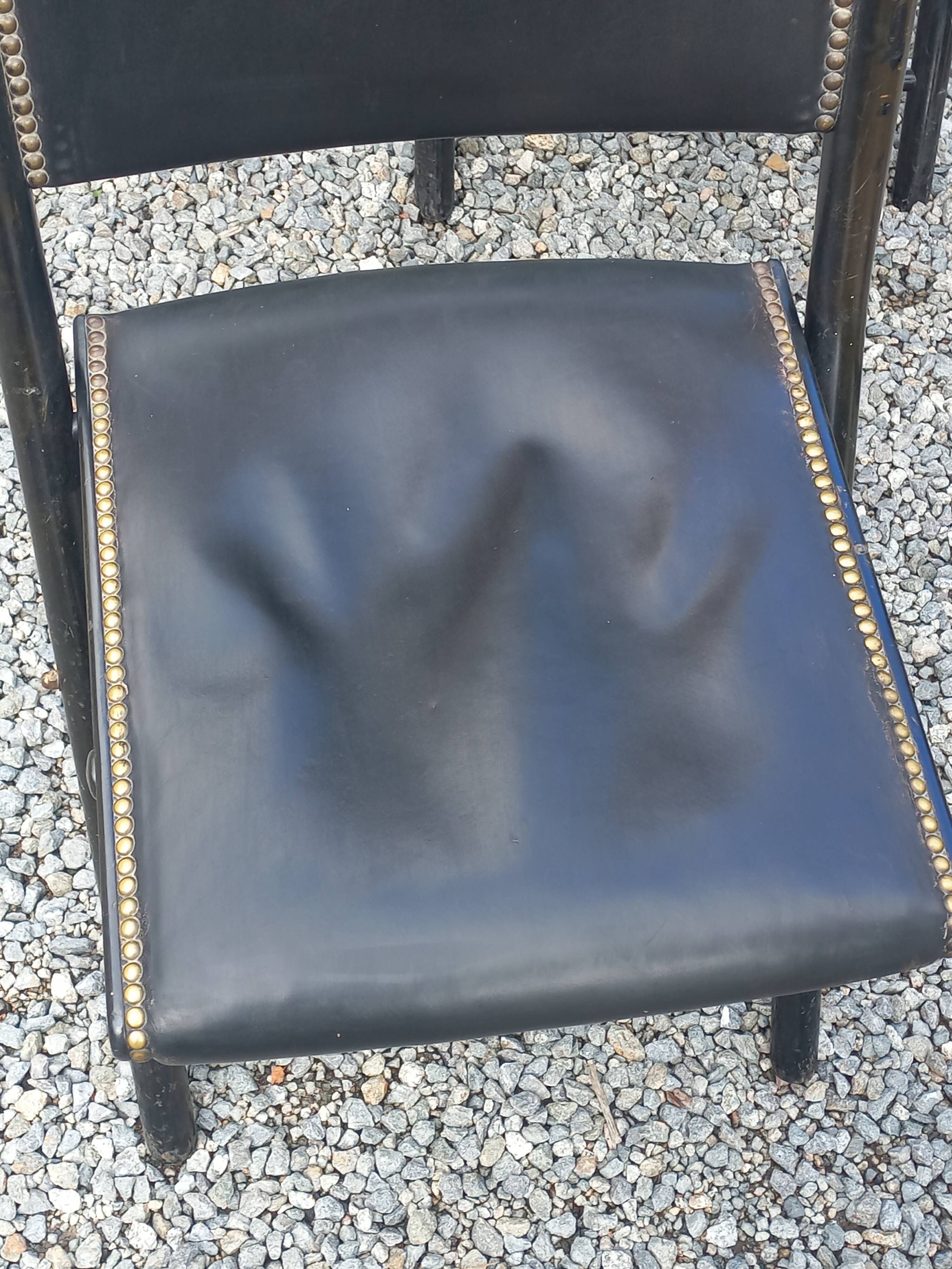 Set of 6 folding chairs, 70s design, 3 leather, 3 moleskin
