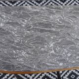 Narrow Art Deco sideboard in light walnut with gray marble top