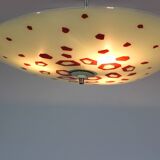 Large Vintage Czechoslovakian Opaline Glass Pendant Lights, 1970s, Set of 2