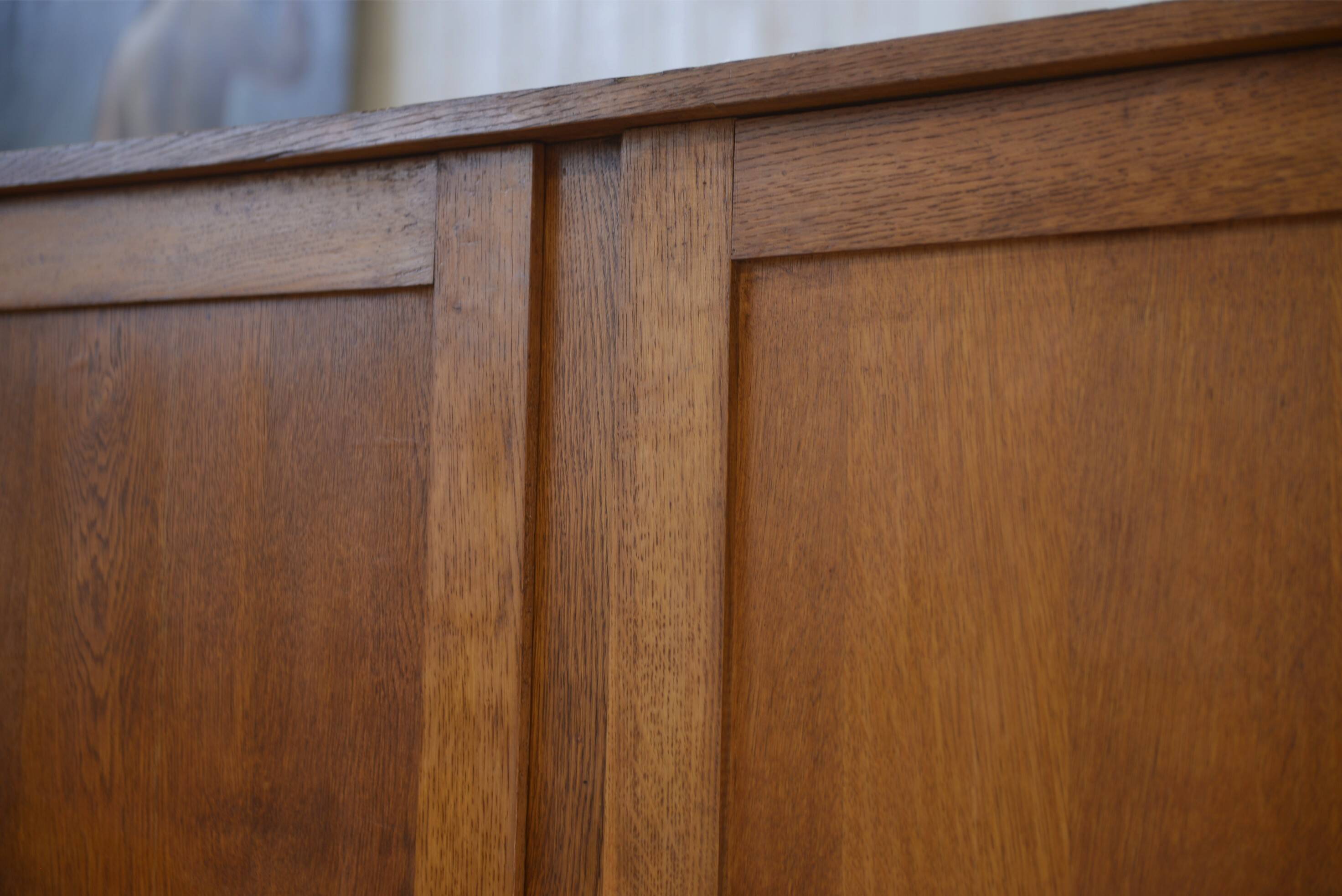 Oak armoire reconstruction by René Gabriel 1950s