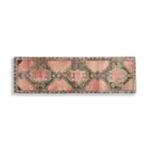 Tapis couloir vintage turc fait à la main en laine orange brun 93x291