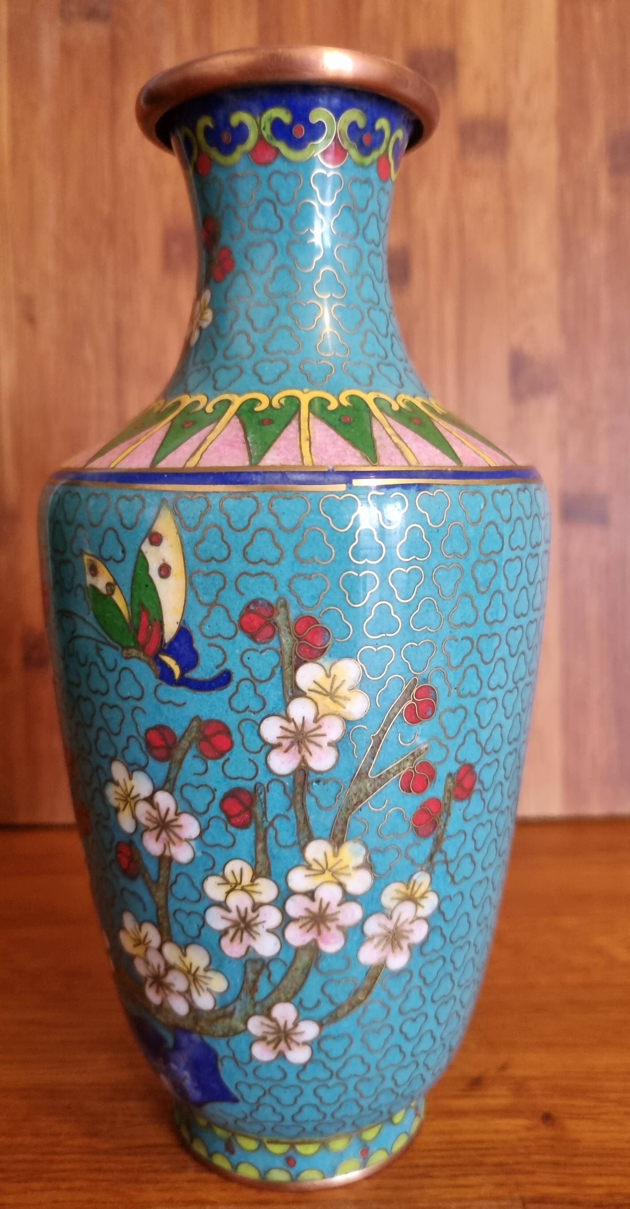Cherry Blossom Cloisonne Vase