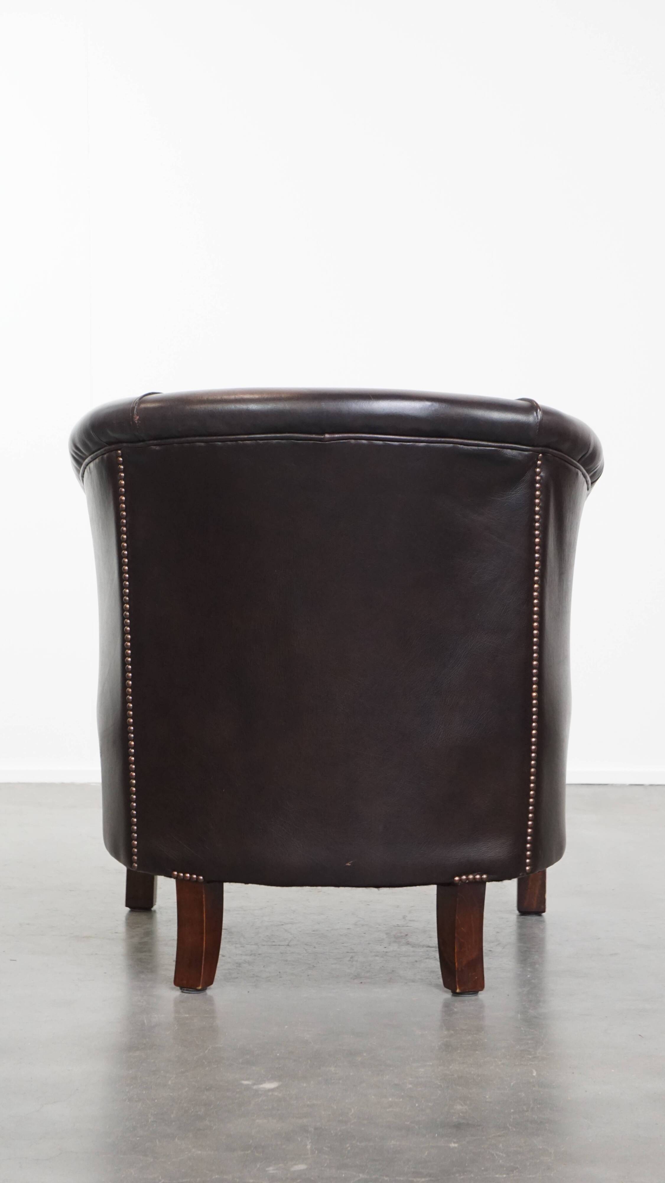 Cowhide Leather Club Armchair in English Style