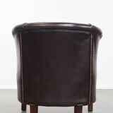 Cowhide Leather Club Armchair in English Style