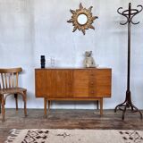 Enfilade bahut vintage hifi tv cabinet 50/60 Scandinavian style with marquetry