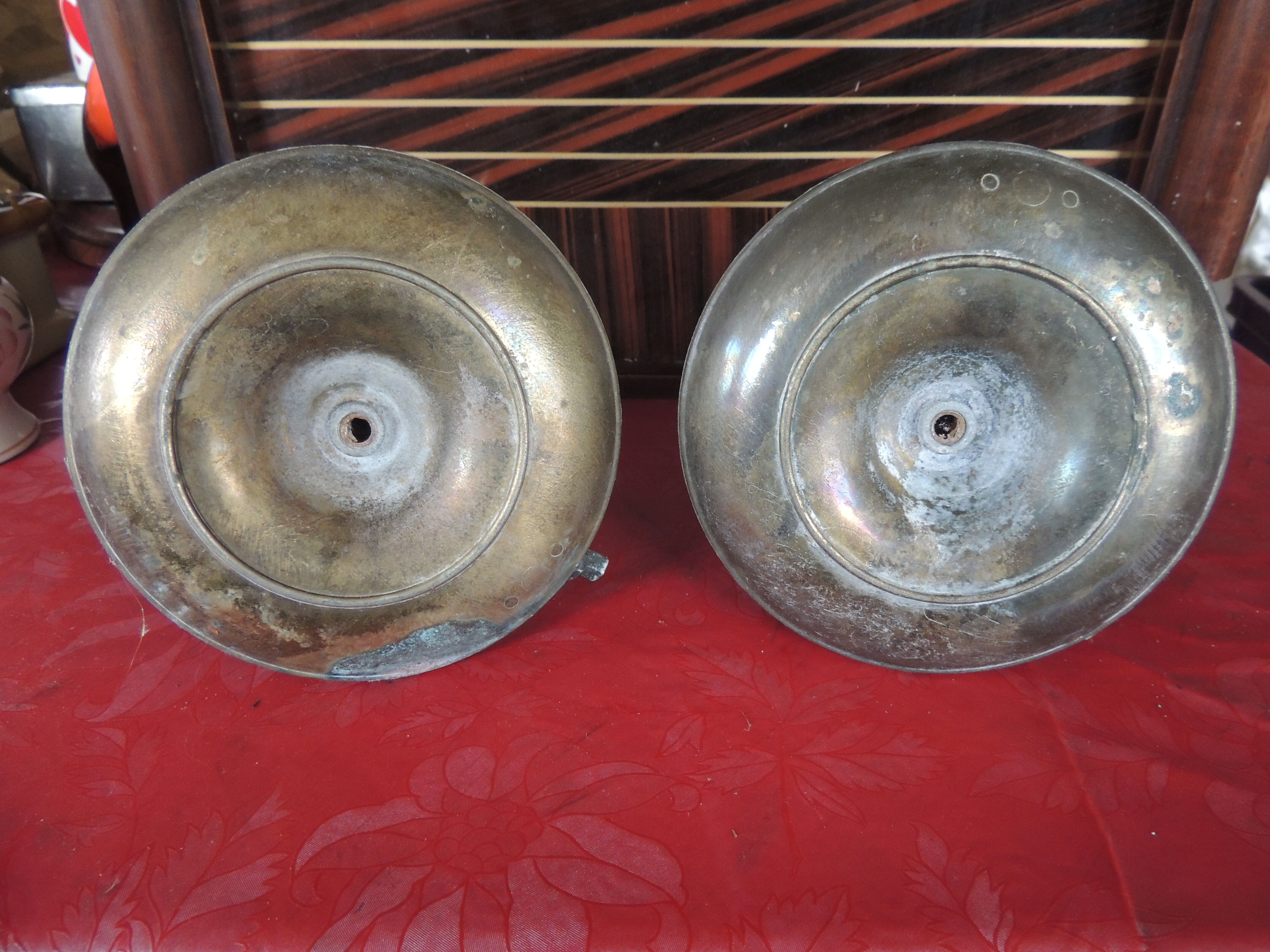 Pair of hand candle holders with pusher