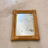 Rectangular mirror in rattan and vintage bamboo 30x40cm