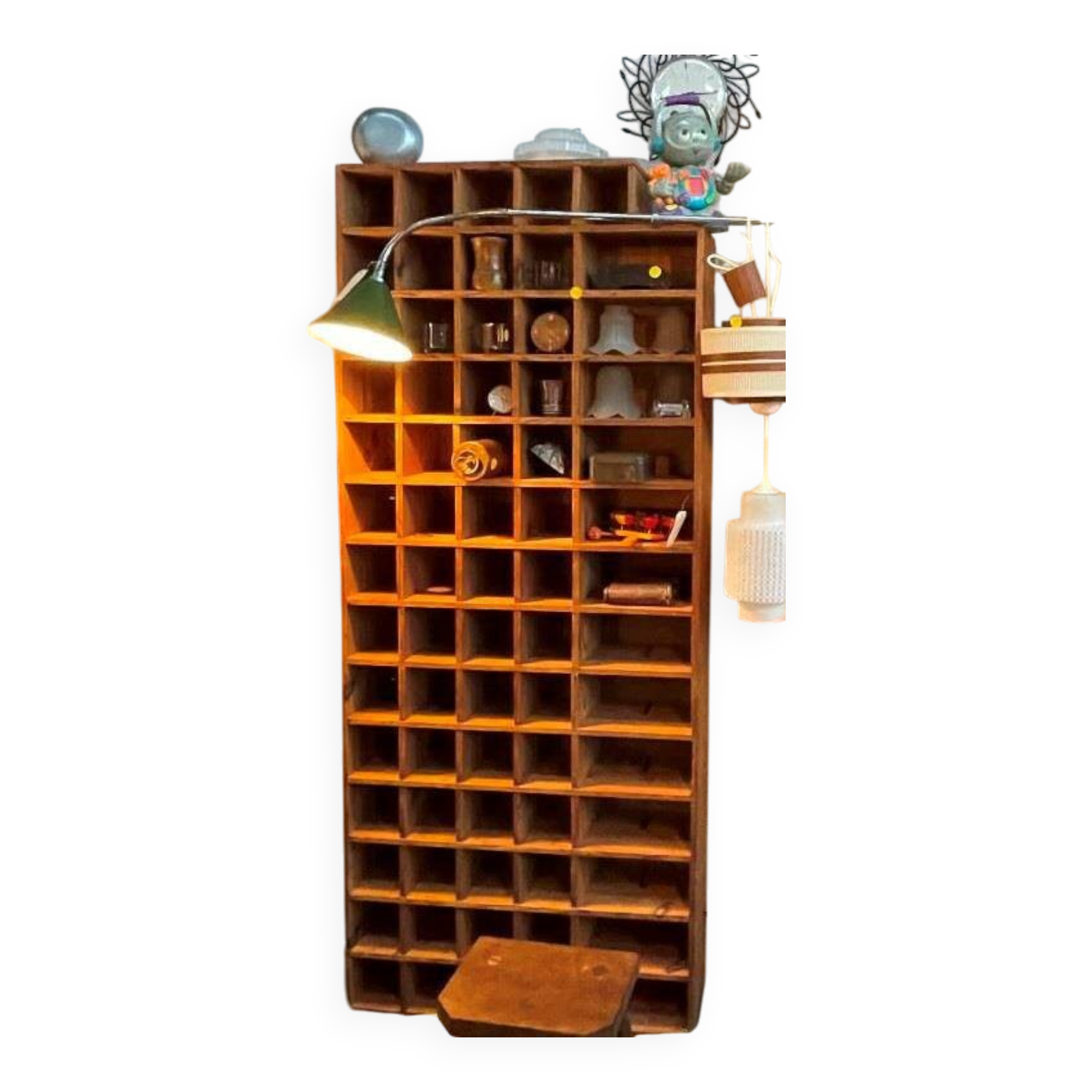 Wooden workshop locker, in fir, 1960s-70s.