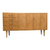 Enfilade vintage années 60 – 4 tiroirs et 2 portes – bois clair