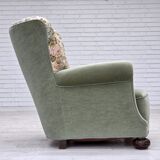 1970s, Danish relax armchair, green furniture velour, original condition.